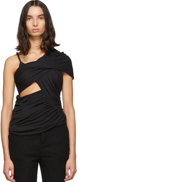 SOLD RICK OWENS FW19 LARRY • Black Draped Alix Top - Picture 2 of 13